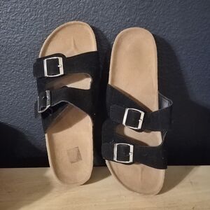 Black Double Strap Sandals